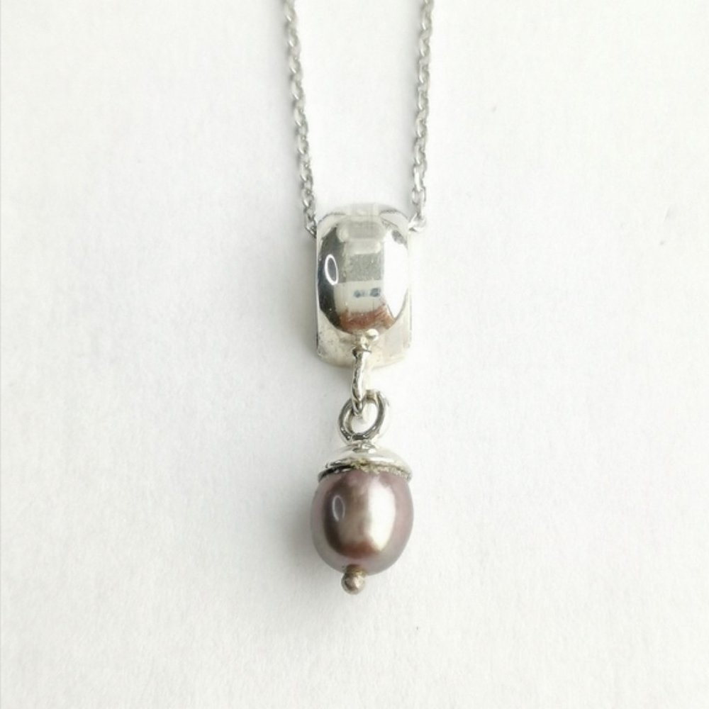 sterling silver lavender grey freshwater pearl pendant necklace